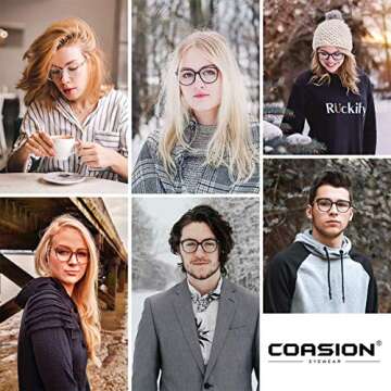 COASION Blue Light Blocking Glasses for Women Vintage Round Anti Blue Ray Computer Game Eyeglasses (Transparent/Silver)
