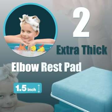 Supa Ant Baby Bath Kneeler and Elbow Rest Pad Set - The Bathtub Kneeler and Elbow Rest Set with Built-in 5 Pockets Organizer - Bath Kneeling Pad for Bathing Baby - Blue