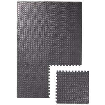 Amazon Basics Interlocking Foam Floor Mat Tiles for Home Gym Exercise, 24.7 x 24.7 x .5 Inches, Black - Pack of 6