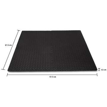 Amazon Basics Interlocking Foam Floor Mat Tiles for Home Gym Exercise, 24.7 x 24.7 x .5 Inches, Black - Pack of 6