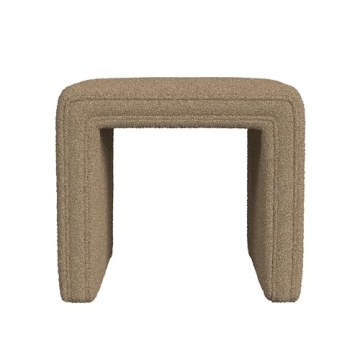 HomePop Modern Channel Tufted Ottoman - Luxurious Boucle Footstool for Living Room & Bedroom