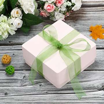 molshine 50 Yards x 5/8 Inch Shimmer Sheer Organza Ribbon,Chiffon Fabric Ribbons for Bouquets Garland,Bowknot,Wedding,Gift Wrapping,Hair,Crafts,Decoration (Green, 5/8")