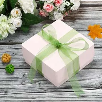 molshine 50 Yards x 5/8 Inch Shimmer Sheer Organza Ribbon,Chiffon Fabric Ribbons for Bouquets Garland,Bowknot,Wedding,Gift Wrapping,Hair,Crafts,Decoration (Green, 5/8")