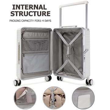 Durable Feilario 20" Hardside Carry-On Luggage with TSA Lock