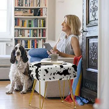 Stylish LUE BONA Modern Mink Footstool Vanity Bench