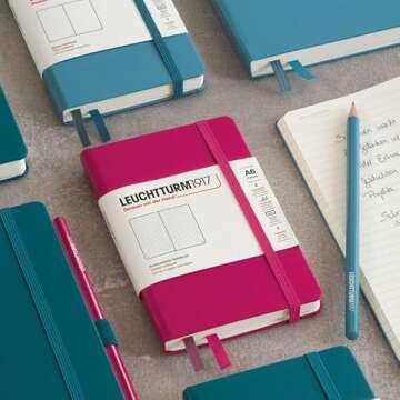 LEUCHTTURM1917 - Notebook Softcover Pocket A6-123 Numbered Pages for Writing and Journaling (Dotted, Powder)