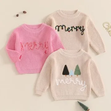 Adorable Kids Christmas Sweater with Tree Embroidery