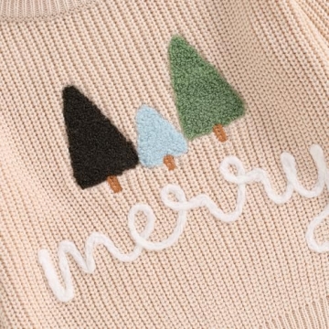 Adorable Kids Christmas Sweater with Tree Embroidery
