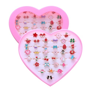 PASEMM 36pcs Little Girl Dress Up Jewel Rings - Perfect Birthday Gifts!