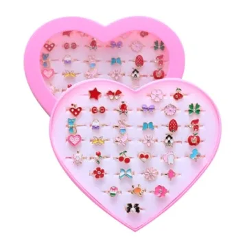 PASEMM 36pcs Little Girl Dress Up Jewel Rings - Perfect Birthday Gifts!