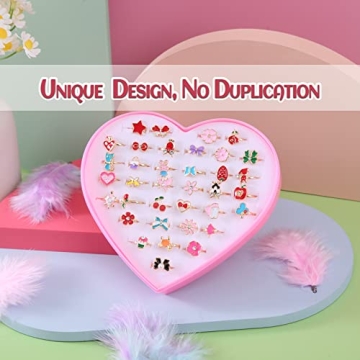 PASEMM 36pc Jewel Rings for Little Girls' Dress Up