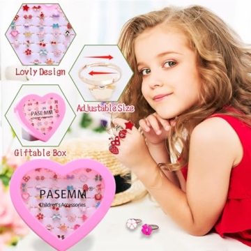 PASEMM 36pc Jewel Rings for Little Girls' Dress Up