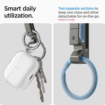Spigen Life Metal Fit Titanium Belt Loop Key Ring Clip Holder, Car Keychain Key Clip for Belt, Bottle Opener Key Chain Ring for Men and Women - Gunmetal