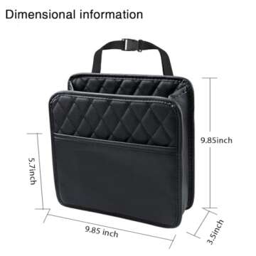 INZSASO Car Back Seat Organizer, Hanging PU Leather Car Storage Bag, Compatible with Most Vehicles Interior Accessories Organizer (Black(1Pack))