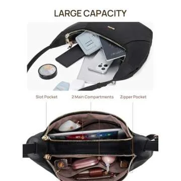 Telena Crossbody Bags for Women Leather Saddle Bag Hobo Shoulder Purse with Adjustable Strap Black