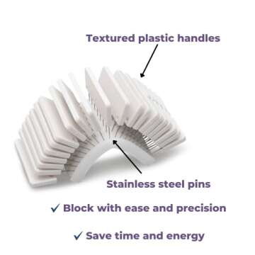 MOPALO Set of 9 Extra Thick Blocking Mats for Knitting, 25 Knit Blockers, 100 T-Pins - 12" x 12" Grid Boards for Knitting, Crocheting, Needlepoint - Complete with Measuring Tape and Storage Bag