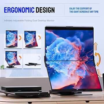 Mobile Pixels Geminos Dual 24" FHD Stacked Desktop Monitors with 1080P Webcam&Speakers, 100W USB-C Charging, All-inclusive HDMI/USB A/USB C Infinitely Adjustable Computer Monitor (2 Monitors)