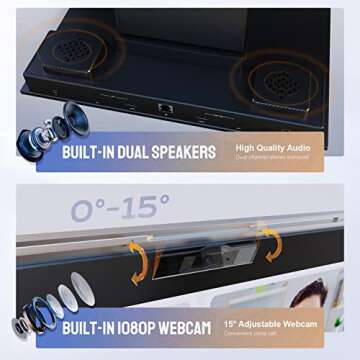 Mobile Pixels Geminos Dual 24" FHD Stacked Desktop Monitors with 1080P Webcam&Speakers, 100W USB-C Charging, All-inclusive HDMI/USB A/USB C Infinitely Adjustable Computer Monitor (2 Monitors)