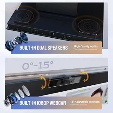 Mobile Pixels Geminos Dual 24" FHD Stacked Desktop Monitors with 1080P Webcam&Speakers, 100W USB-C Charging, All-inclusive HDMI/USB A/USB C Infinitely Adjustable Computer Monitor (2 Monitors)