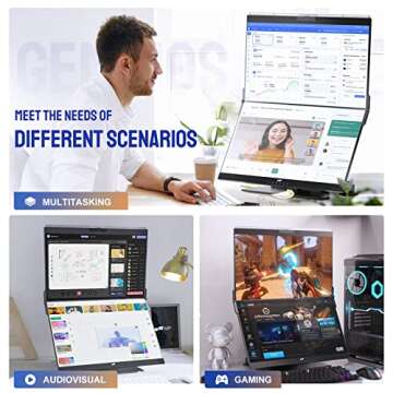 Mobile Pixels Geminos Dual 24" FHD Stacked Desktop Monitors with 1080P Webcam&Speakers, 100W USB-C Charging, All-inclusive HDMI/USB A/USB C Infinitely Adjustable Computer Monitor (2 Monitors)