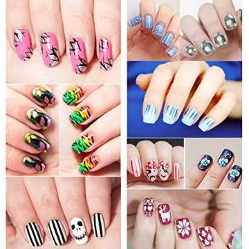 Gel Polish Nail Art Brushes Set-5 Pcs Dual-ended Nail Paint Brushes for Nail Art with Fine Liner Brushes and Dotting Pen (5,7,9,11,13 mm)