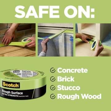 Scotch Rough Surface Extra Strength Painters Tape, 1.5 Inch Wide (1.41 In. X 60 Yds) 1 Roll, Green T...