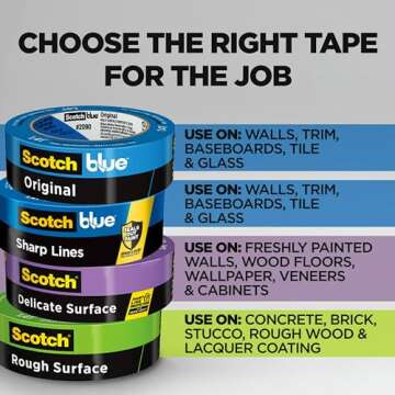 Scotch Rough Surface Extra Strength Painters Tape, 1.5 Inch Wide (1.41 In. X 60 Yds) 1 Roll, Green Tape Protects Surfaces and Removes Easily, Painting Tapes for Indoor and Outdoor Use (2060-36AP)