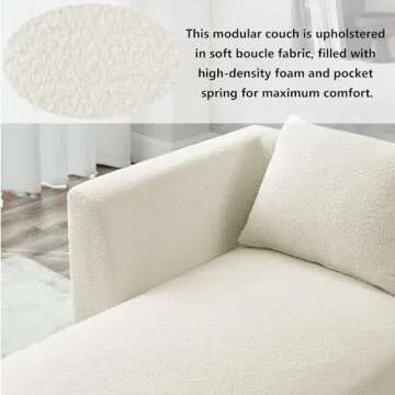 mikibama Modular Sectional Sofa, Modern Minimalist Sherpa U Shaped Couch Set with Two Single Seats and Two Chaises, 117" Comfy Boucle Couches for Living Room, DIY Combination, Beige