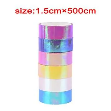 Warmshine 6 Rolls Rhythmic Gymnastics Decoration Holographic Prismatic Glitter Tape Hoops Sticker Color Waterproof Tape Sticker, Each 5M