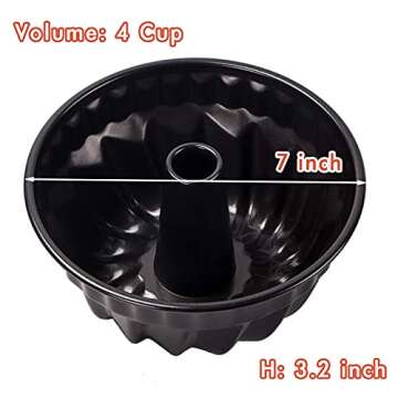 Webake 7 Inch Fluted Tube Pan Non-stick, Heavy Duty Carbon Steel Kugelhopf Cake Baking Mold for 6QT 8QT Insta Pot