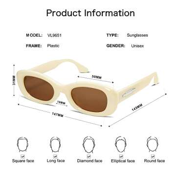 VANLINKER Retro Oval Small Sunglasses for Stylish Protection
