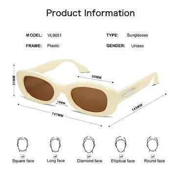 VANLINKER Retro Oval Small Sunglasses for Stylish Protection