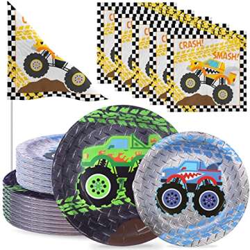 Monster Truck Party Plates and Napkins Monster Truck Party Decorations Monster Truck Party Favor Mon...