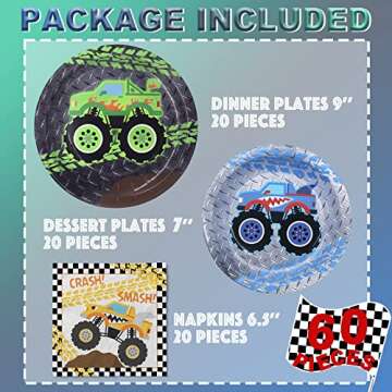 Monster Truck Party Plates and Napkins Monster Truck Party Decorations Monster Truck Party Favor Monster Truck Party Supplies Serves 20 Guests