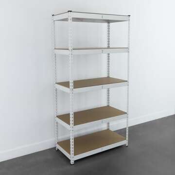 MonsterRax Modular Garage Shelving - 5 Tier Storage Shelves, Tall Metal Rack Shelves for Storage, He...