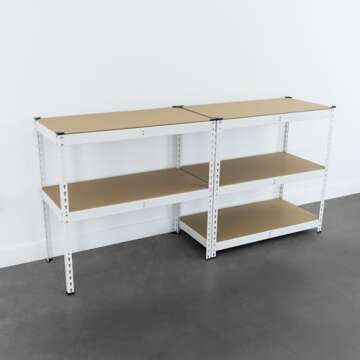 MonsterRax Modular Garage Shelving - 5 Tier Storage Shelves, Tall Metal Rack Shelves for Storage, Heavy Duty Steel Shelf Organizer for Garage, Or Kitchen Pantry (White, 18" x 36" x 72")
