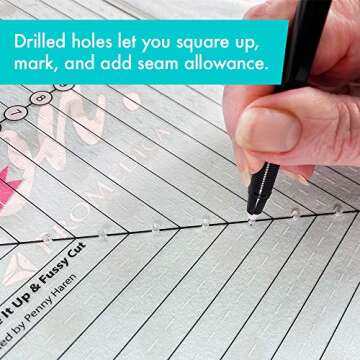 Creative Grids 14-1/2in Square Quilt Ruler for Fussy Cutting