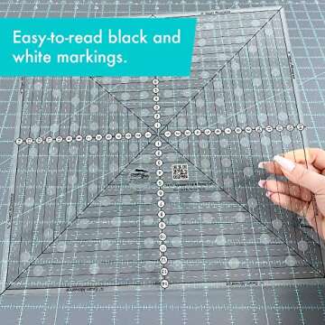 Creative Grids 14-1/2in Square Quilt Ruler for Fussy Cutting