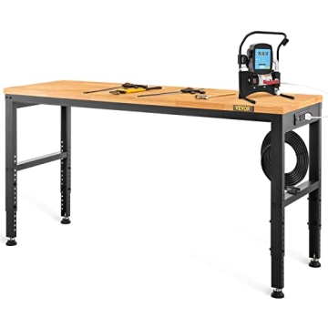 VEVOR Adjustable Workbench, 48" L X 20" W Garage Table w/ 28.3" - 38.1" Heights & 2000 LBS Load Capa...