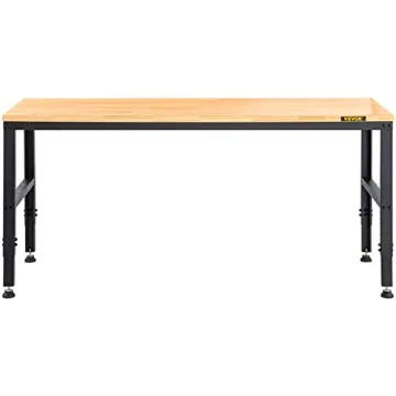 VEVOR Adjustable Workbench with Power Outlets and Hardwood Top