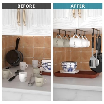 ECROCY Under Cabinet Mug Holder - Stylish Space Saver