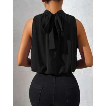 SOLY HUX Womens Halter Tops Sleeveless High Neck Summer Crop Tops Dressy Casual Blouses Solid Black ...