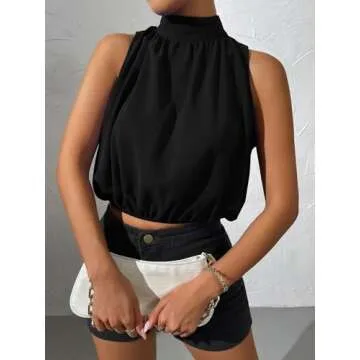 SOLY HUX Women's Stylish Halter Tops for Summer Wear