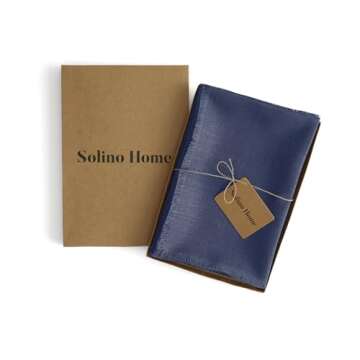 Solino Home Vintage Blue Linen Napkins 20 x 20 Inch – 100% Pure Linen Fringe Cloth Napkins Set of ...