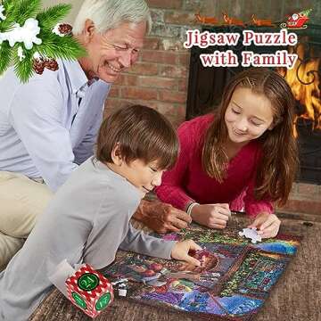 Advent Calendar 2023 Jigsaw Puzzles for Adults and Kids, 24 Parts 1008 Pieces Christmas Santa by the Fireplace Holiday Puzzles, Christmas Countdown Calendar Gifts for Women Men,19.7 inches x 27.6 inch