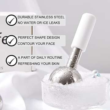 pfefe Ice Globes for Face & Eyes, Unbreakable Stainless Steel Cryo Sticks for Beauty Routines, Facia...