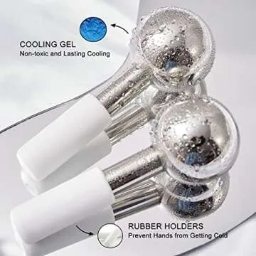 pfefe Ice Globes for Face & Eyes, Unbreakable Stainless Steel Cryo Sticks for Beauty Routines, Facials Cold Roller Cooling Globes for Puffiness, Wrinkles, Dark Circles, Headaches