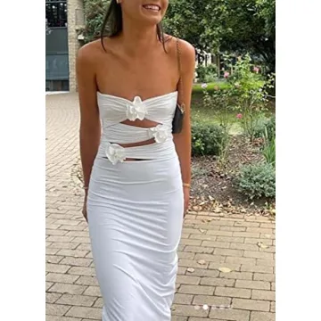 Stylish Women 3D Flower Halter Midi Dress for Every Occasion