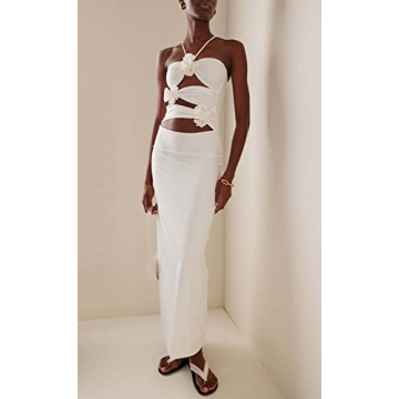 Stylish Women 3D Flower Halter Midi Dress for Every Occasion