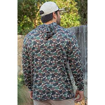 Burlebo Men's Long Sleeve Hoodie Sweatshirt in Throwback Camo